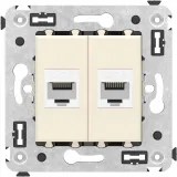 ДКС Компьютерная розетка RJ-45 без шторки в стену, кат.6 двойная, Avanti, ванильная дымка 4405694 DKC