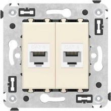 ДКС Компьютерная розетка RJ-45 без шторки в стену, кат.6 двойная, Avanti, ванильная дымка 4405694 DKC