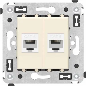 ДКС Компьютерная розетка RJ-45 без шторки в стену, кат.6 двойная, Avanti, ванильная дымка 4405694 DKC ДКС Компьютерная розетка RJ-45 без шторки в стену, кат.6 двойная, Avanti, ванильная дымка 4405694 DKC