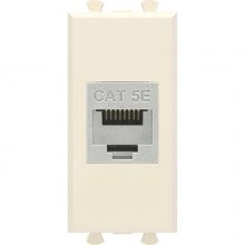 ДКС Компьютерная розетка RJ-45 без шторки модульная, кат.5е экранированная, Avanti, ванильная дымка, 1 модуль 4405761 DKC