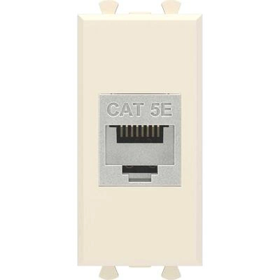 ДКС Компьютерная розетка RJ-45 без шторки модульная, кат.5е экранированная, Avanti, ванильная дымка, 1 модуль 4405761 DKC