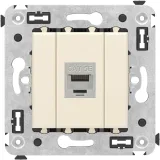 ДКС Компьютерная розетка RJ-45 без шторки в стену, кат.5e одинарная экранированная, Avanti, ванильная дымка 4405763 DKC