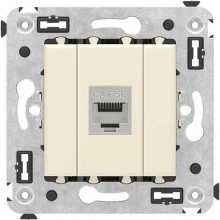ДКС Компьютерная розетка RJ-45 без шторки в стену, кат.5e одинарная экранированная, Avanti, ванильная дымка 4405763 DKC