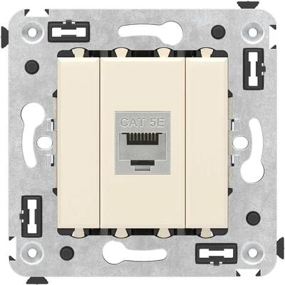 ДКС Компьютерная розетка RJ-45 без шторки в стену, кат.5e одинарная экранированная, Avanti, ванильная дымка 4405763 DKC