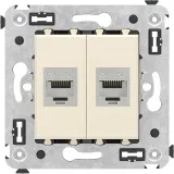 ДКС Компьютерная розетка RJ-45 без шторки в стену, кат.5e двойная экранированная, Avanti, ванильная дымка 4405764 DKC