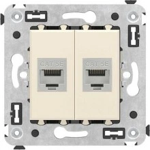 ДКС Компьютерная розетка RJ-45 без шторки в стену, кат.5e двойная экранированная, Avanti, ванильная дымка 4405764 DKC