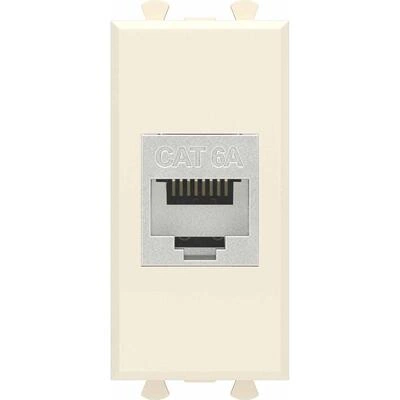 ДКС Компьютерная розетка RJ-45 без шторки модульная, кат.6А экранированная, Avanti, ванильная дымка, 1 модуль 4405771 DKC