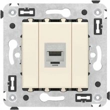 ДКС Компьютерная розетка RJ-45 без шторки в стену, кат.6A одинарная  экранированная, Avanti, ванильная дымка 4405773 DKC