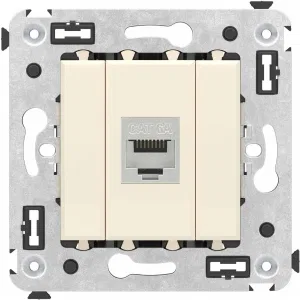 ДКС Компьютерная розетка RJ-45 без шторки в стену, кат.6A одинарная экранированная, Avanti, ванильная дымка 4405773 DKC ДКС Компьютерная розетка RJ-45 без шторки в стену, кат.6A одинарная экранированная, Avanti, ванильная дымка 4405773 DKC
