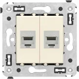 ДКС Компьютерная розетка RJ-45 без шторки в стену, кат.6А двойная экранированная, Avanti, ванильная дымка 4405774 DKC
