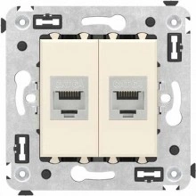 ДКС Компьютерная розетка RJ-45 без шторки в стену, кат.6А двойная экранированная, Avanti, ванильная дымка 4405774 DKC