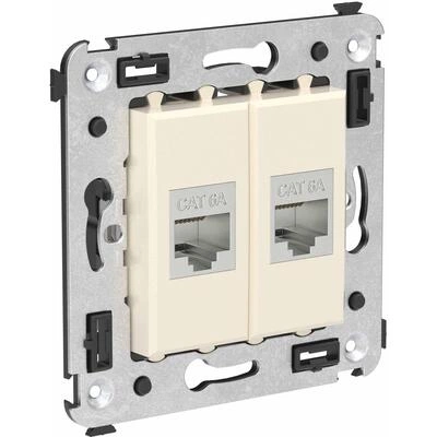 ДКС Компьютерная розетка RJ-45 без шторки в стену, кат.6А двойная экранированная, Avanti, ванильная дымка 4405774 DKC ДКС Компьютерная розетка RJ-45 без шторки в стену, кат.6А двойная экранированная, Avanti, ванильная дымка 4405774 DKC