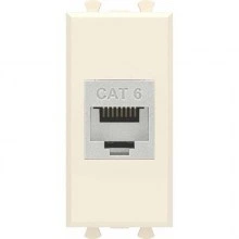 ДКС Компьютерная розетка RJ-45 без шторки модульная, кат.6 экранированная, Avanti, ванильная дымка, 1 модуль 4405791 DKC