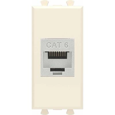ДКС Компьютерная розетка RJ-45 без шторки модульная, кат.6 экранированная, Avanti, ванильная дымка, 1 модуль 4405791 DKC