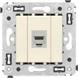 ДКС Компьютерная розетка RJ-45 без шторки в стену, кат.6 одинарная экранированная, Avanti, ванильная дымка 4405793 DKC