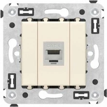ДКС Компьютерная розетка RJ-45 без шторки в стену, кат.6 одинарная экранированная, Avanti, ванильная дымка 4405793 DKC