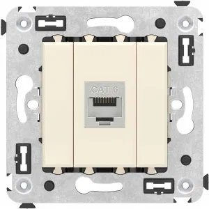 ДКС Компьютерная розетка RJ-45 без шторки в стену, кат.6 одинарная экранированная, Avanti, ванильная дымка 4405793 DKC ДКС Компьютерная розетка RJ-45 без шторки в стену, кат.6 одинарная экранированная, Avanti, ванильная дымка 4405793 DKC