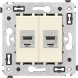 ДКС Компьютерная розетка RJ-45 без шторки в стену, кат.6 двойная экранированная, Avanti, ванильная дымка 4405794 DKC
