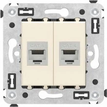 ДКС Компьютерная розетка RJ-45 без шторки в стену, кат.6 двойная экранированная, Avanti, ванильная дымка 4405794 DKC