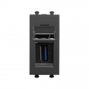 ДКС USB 3.0 розетка модульная, тип А-А, Avanti, черный матовый, 1 модуль 4412301 DKC
