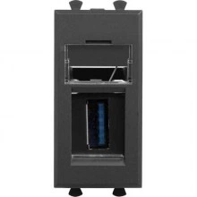 ДКС USB 3.0 розетка модульная, тип А-А, Avanti, черный матовый, 1 модуль 4412301 DKC