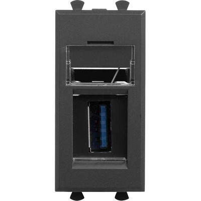 ДКС USB 3.0 розетка модульная, тип А-А, Avanti, черный матовый, 1 модуль 4412301 DKC
