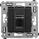 ДКС USB 3.0 розетка одинарная в стену, тип А-А, Avanti, черный матовый 4412303 DKC