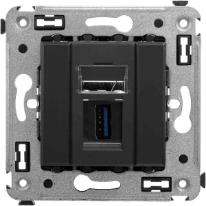 ДКС USB 3.0 розетка одинарная в стену, тип А-А, Avanti, черный матовый 4412303 DKC ДКС USB 3.0 розетка одинарная в стену, тип А-А, Avanti, черный матовый 4412303 DKC