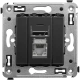 ДКС Компьютерная розетка RJ-45 в стену, кат.5e одинарная экранированная, Avanti, черный матовый 4412363 DKC