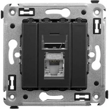 ДКС Компьютерная розетка RJ-45 в стену, кат.5e одинарная экранированная, Avanti, черный матовый 4412363 DKC