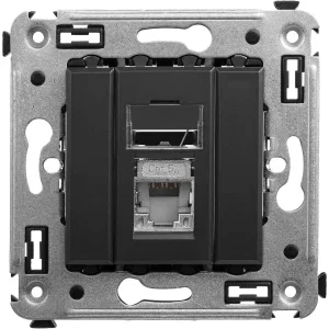 ДКС Компьютерная розетка RJ-45 в стену, кат.5e одинарная экранированная, Avanti, черный матовый 4412363 DKC ДКС Компьютерная розетка RJ-45 в стену, кат.5e одинарная экранированная, Avanti, черный матовый 4412363 DKC