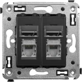 ДКС Компьютерная розетка RJ-45 в стену, кат.5e двойная экранированная, Avanti, черный матовый 4412364 DKC