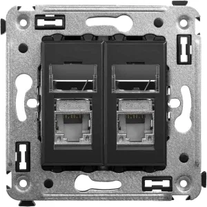 ДКС Компьютерная розетка RJ-45 в стену, кат.5e двойная экранированная, Avanti, черный матовый 4412364 DKC ДКС Компьютерная розетка RJ-45 в стену, кат.5e двойная экранированная, Avanti, черный матовый 4412364 DKC
