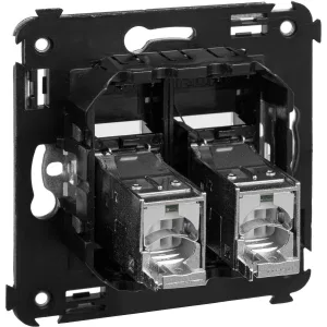 ДКС Компьютерная розетка RJ-45 в стену, кат.5e двойная экранированная, Avanti, черный матовый 4412364 DKC ДКС Компьютерная розетка RJ-45 в стену, кат.5e двойная экранированная, Avanti, черный матовый 4412364 DKC