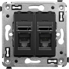 ДКС Компьютерная розетка RJ-45 в стену, кат.6А двойная, "Avanti", "Черный матовый" 4412374 DKC