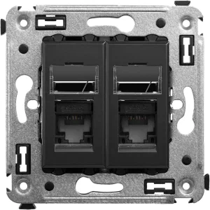 ДКС Компьютерная розетка RJ-45 в стену, кат.6А двойная, ДКС Компьютерная розетка RJ-45 в стену, кат.6А двойная,