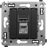 ДКС Компьютерная розетка RJ-45 в стену, кат.6 экранированная одинарная,"Avanti", "Черный матовый" 4412393 DKC