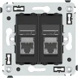 ДКС Компьютерная розетка RJ-45 в стену, кат.6 экранированная  двойная, Avanti, черный матовый 4412394 DKC