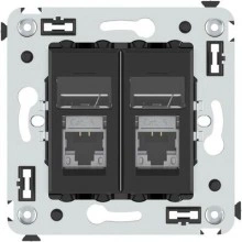 ДКС Компьютерная розетка RJ-45 в стену, кат.6 экранированная  двойная, Avanti, черный матовый 4412394 DKC