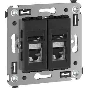 ДКС Компьютерная розетка RJ-45 в стену, кат.6 экранированная двойная, Avanti, черный матовый 4412394 DKC ДКС Компьютерная розетка RJ-45 в стену, кат.6 экранированная двойная, Avanti, черный матовый 4412394 DKC