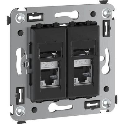 ДКС Компьютерная розетка RJ-45 в стену, кат.6 экранированная двойная, Avanti, черный матовый 4412394 DKC ДКС Компьютерная розетка RJ-45 в стену, кат.6 экранированная двойная, Avanti, черный матовый 4412394 DKC