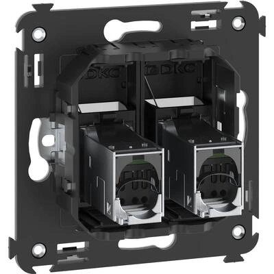 ДКС Компьютерная розетка RJ-45 в стену, кат.6 экранированная двойная, Avanti, черный матовый 4412394 DKC ДКС Компьютерная розетка RJ-45 в стену, кат.6 экранированная двойная, Avanti, черный матовый 4412394 DKC