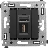 ДКС USB 2.0 розетка одинарная в стену, тип А-А, Avanti, черный матовый 4412403 DKC