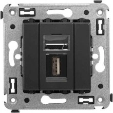 ДКС USB 2.0 розетка одинарная в стену, тип А-А, Avanti, черный матовый 4412403 DKC