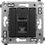 ДКС Компьютерная розетка RJ-45 в стену, кат.5e одинарная, Avanti, черный матовый 4412463 DKC