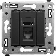 ДКС Компьютерная розетка RJ-45 в стену, кат.5e одинарная, Avanti, черный матовый 4412463 DKC