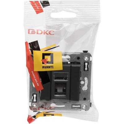ДКС Компьютерная розетка RJ-45 в стену, кат.5e одинарная, Avanti, черный матовый 4412463 DKC ДКС Компьютерная розетка RJ-45 в стену, кат.5e одинарная, Avanti, черный матовый 4412463 DKC