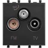 ДКС Розетка TV-FM-SAT модульная, Avanti, черный матовый, 2 модуля 4412532 DKC