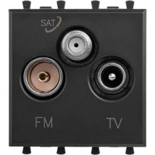 ДКС Розетка TV-FM-SAT модульная, Avanti, черный матовый, 2 модуля 4412532 DKC