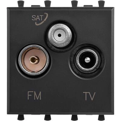 ДКС Розетка TV-FM-SAT модульная, Avanti, черный матовый, 2 модуля 4412532 DKC